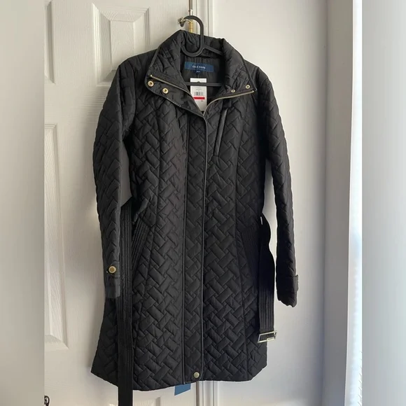Cole Haan Jackets Coats Cole Haan Signature Quilted Belted Coat In Black Size Xs Poshmark